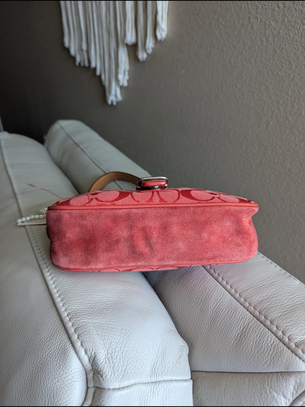 Coach Y2K Coral Red Demi Buckle Mini Shoulder Bag